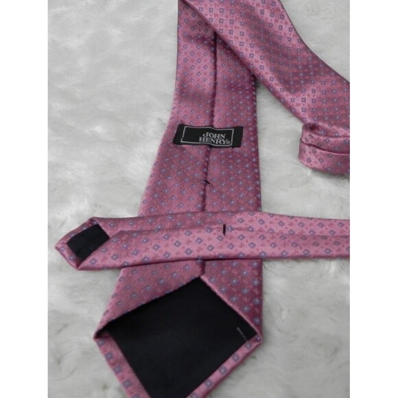 Men's Vintage John Henry Pink Geometric Dot Necktie - Picture 3 of 4